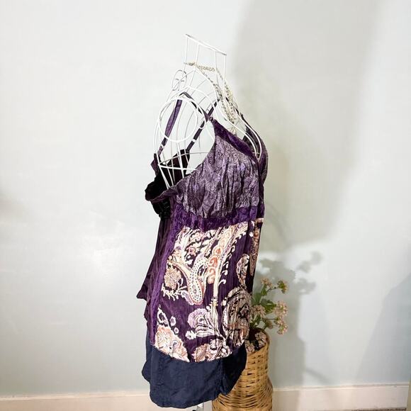 Gorgeous vintage y2k purple paisley babydoll fairy cami tank top - Picture 5 of 8